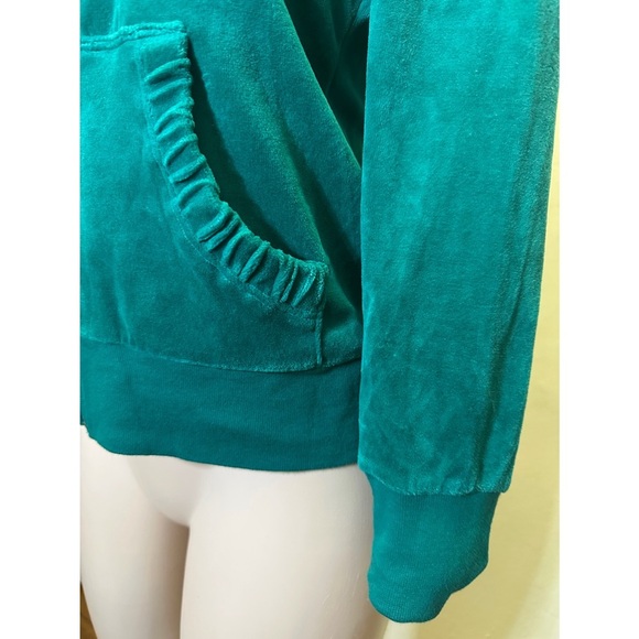 NWT Sideways Satin Lined Zip Front Velvet Hoodie with Kangaroo Pockets. - Picture 4 of 8